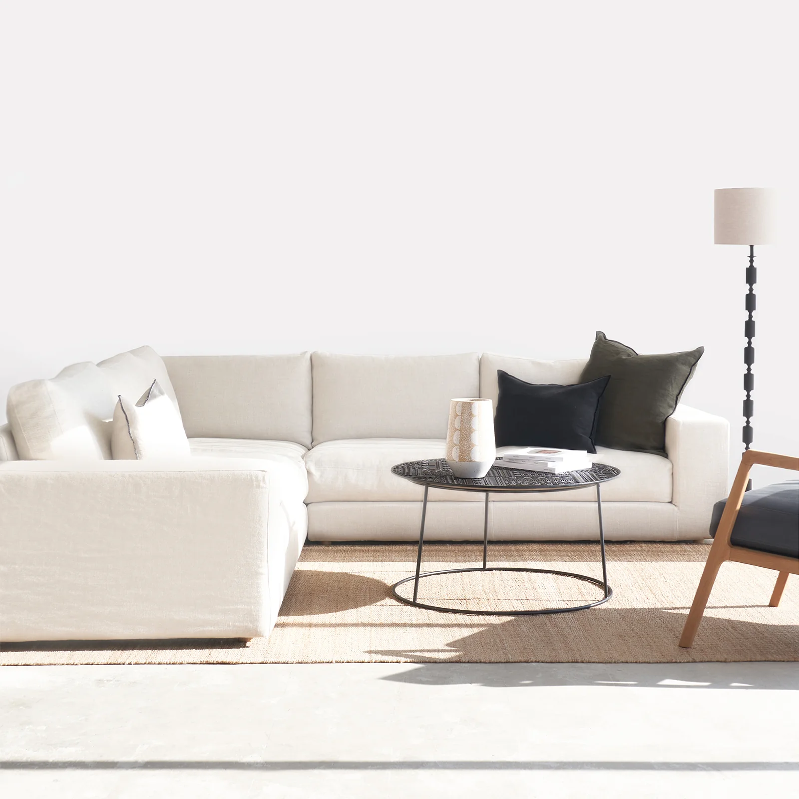 Relaxed Hansen Corner Fabric Sofa Sand 279cm Long-Lasting