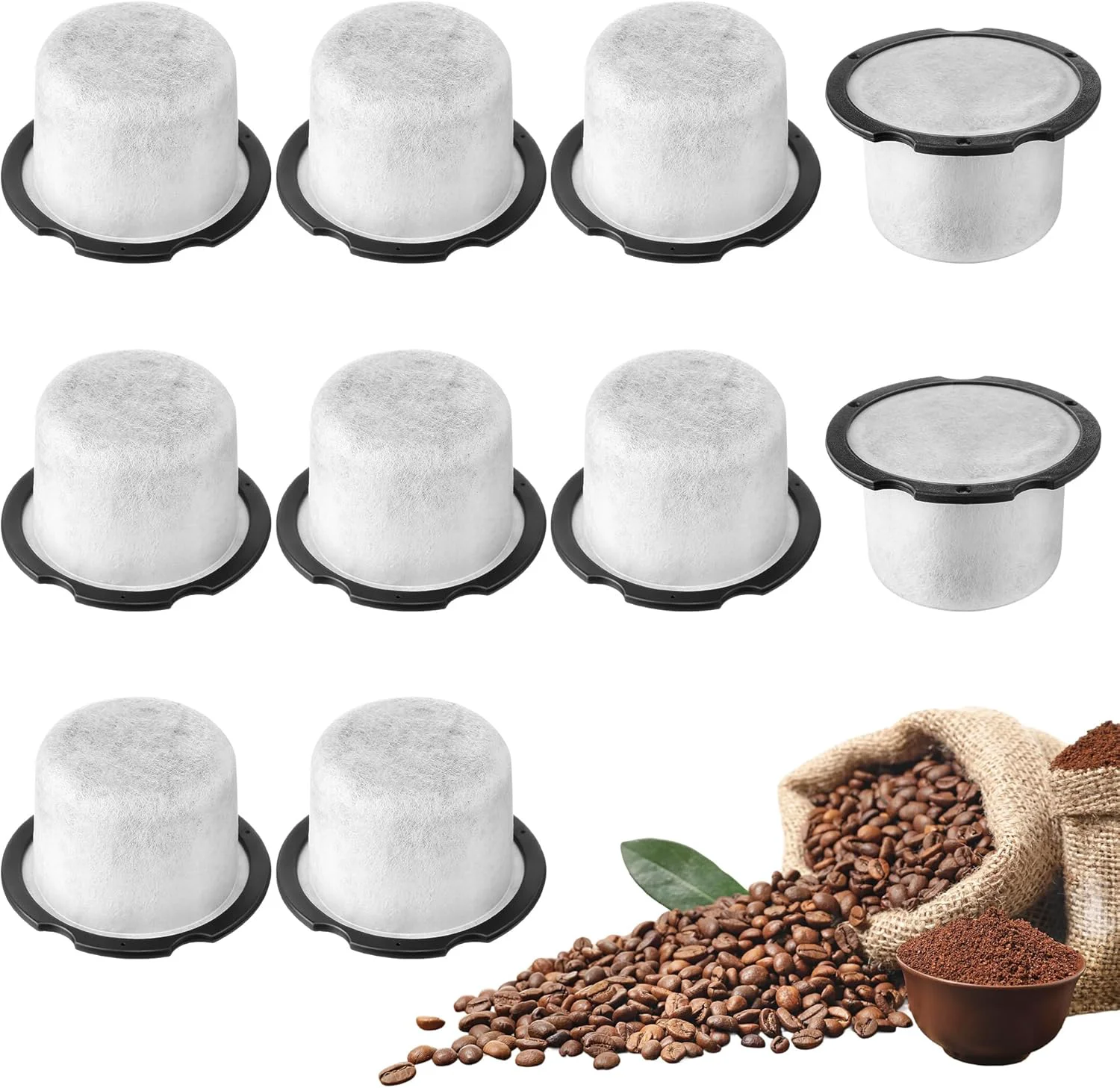 Exceptional Qualirey 10 Pack Coffee Water Filter Compatible with Café and GE Profile Grind Brew Machine Charcoal Coffee Filter Cartridges Fine