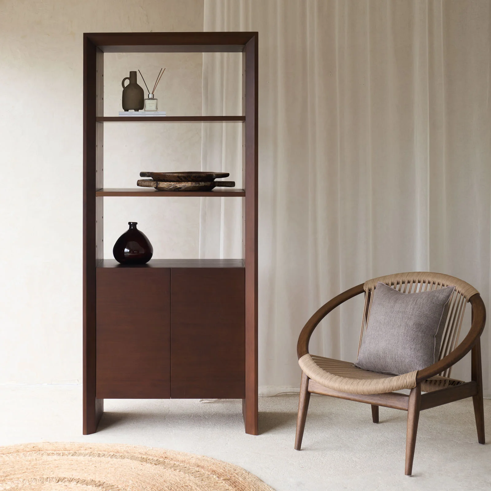 Top-Quality Norman Tall Bookcase Dark Stained Teak High-Grade