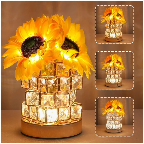 Fine Crafted Crystal Flower Night Light with USB Charging High-Performance