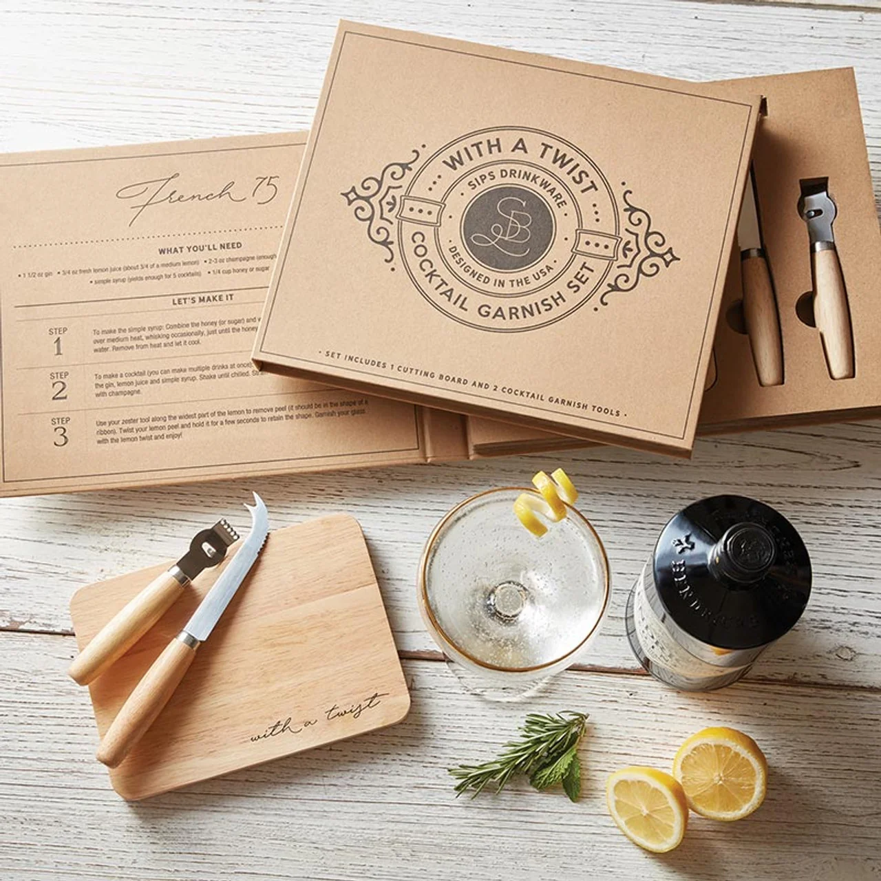Artisan With a Twist Cocktail Garnish Barware Book Box Original Design