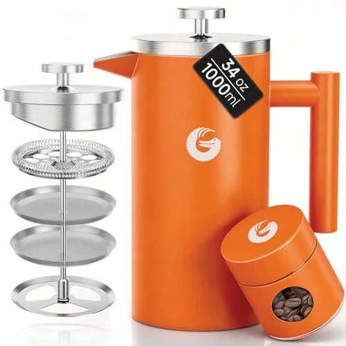 Classic French Press Coffee Maker 34 oz Fast