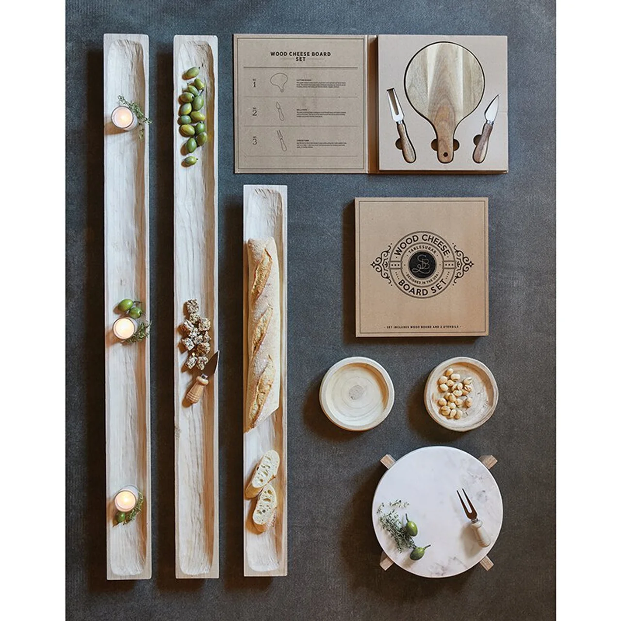 Consistent Wood Cheese Board Book Box Set Green