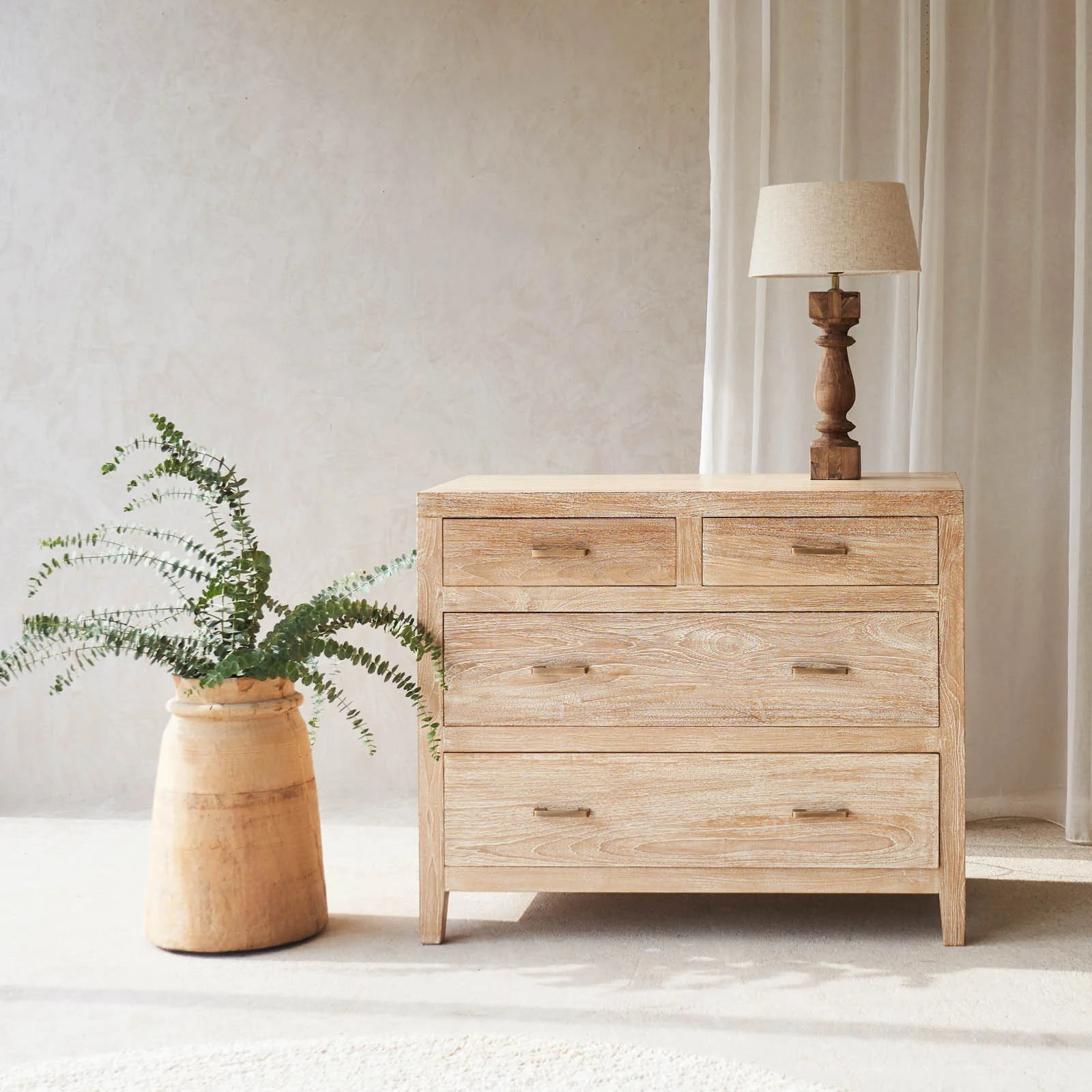 Crafted Ledge Chest of Drawers Old Teak – Whitewash Selected