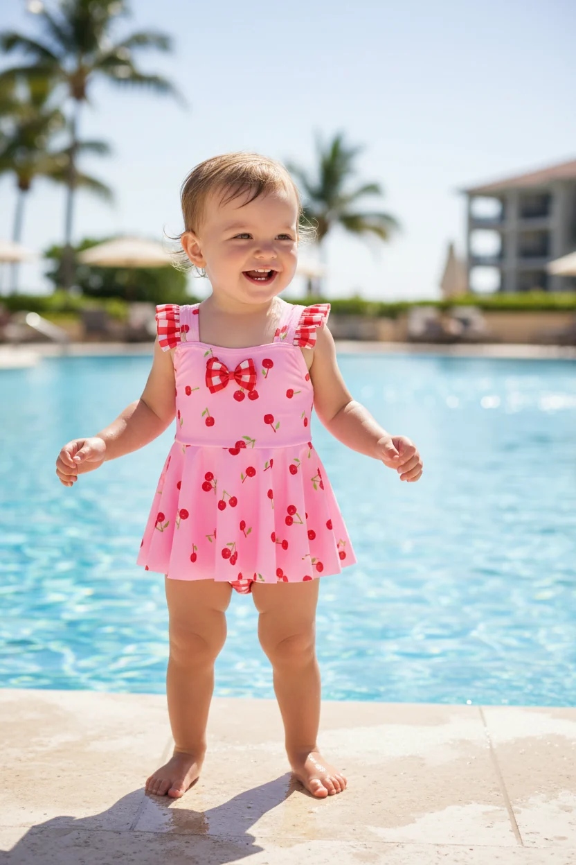Expertly Made Toddler Girl’s Ruffled Swim Dresses By Love Efficient