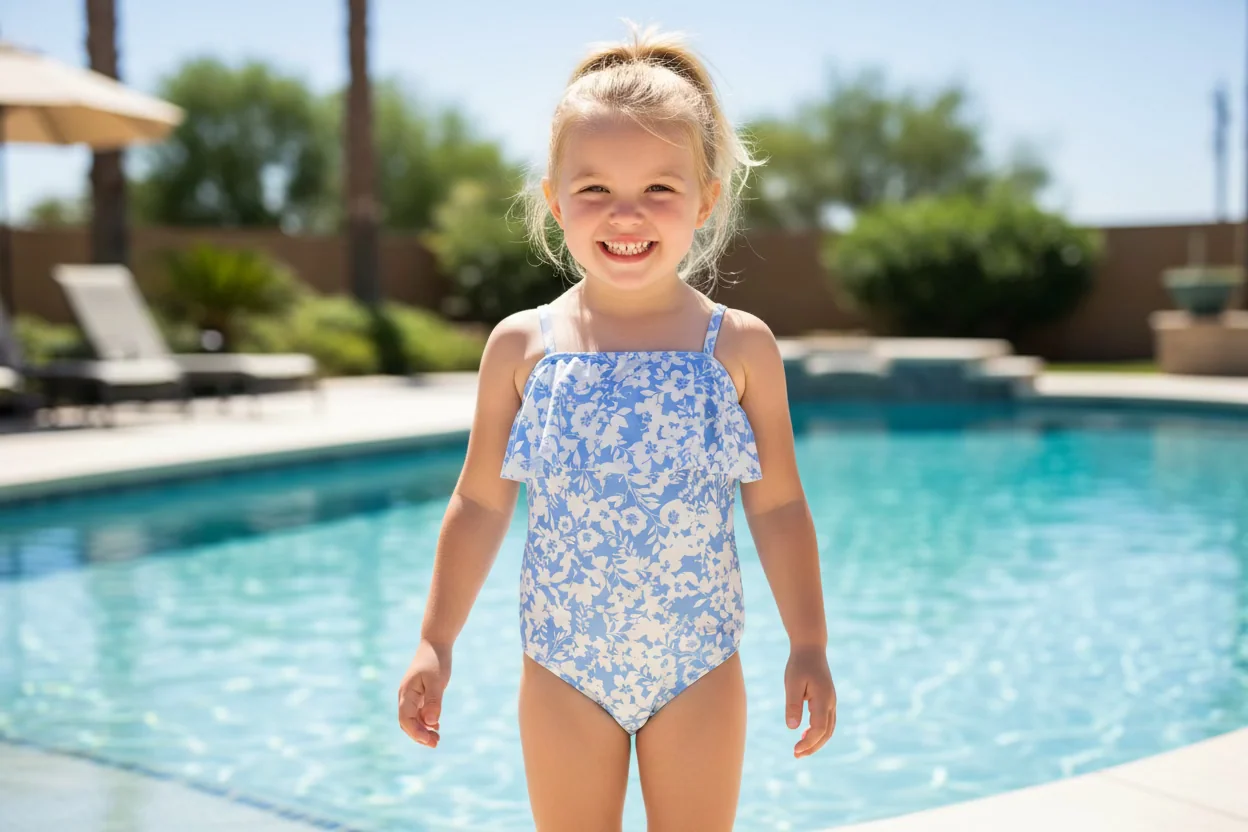 Green Paisly Blue Girls Swimsuits by Raisins Organic