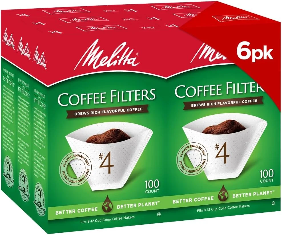 Outstanding Melitta 4 Cone Coffee Filters White 100 Count Pack of 6 600 Total Filters Optimized
