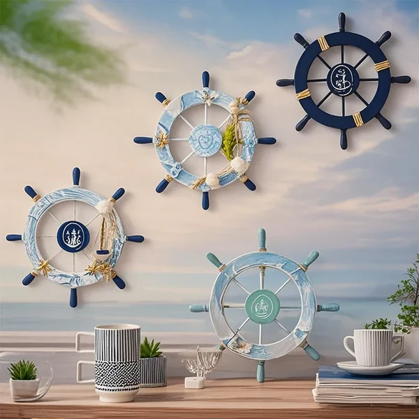 Sustainable Wooden Nautical Ship Wheel Wall Decor Innovative