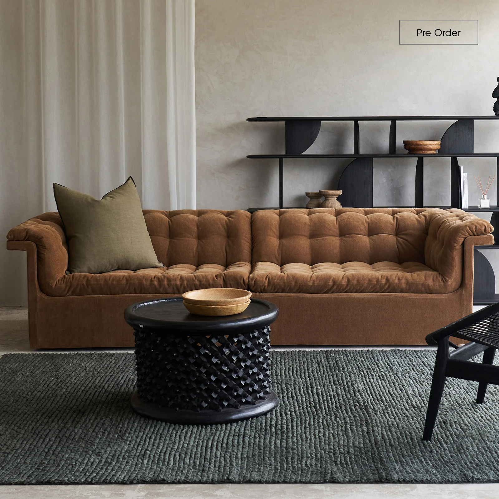 Premium Material Furrow Modular Sofa Bespoke Fabric Leather Elegant