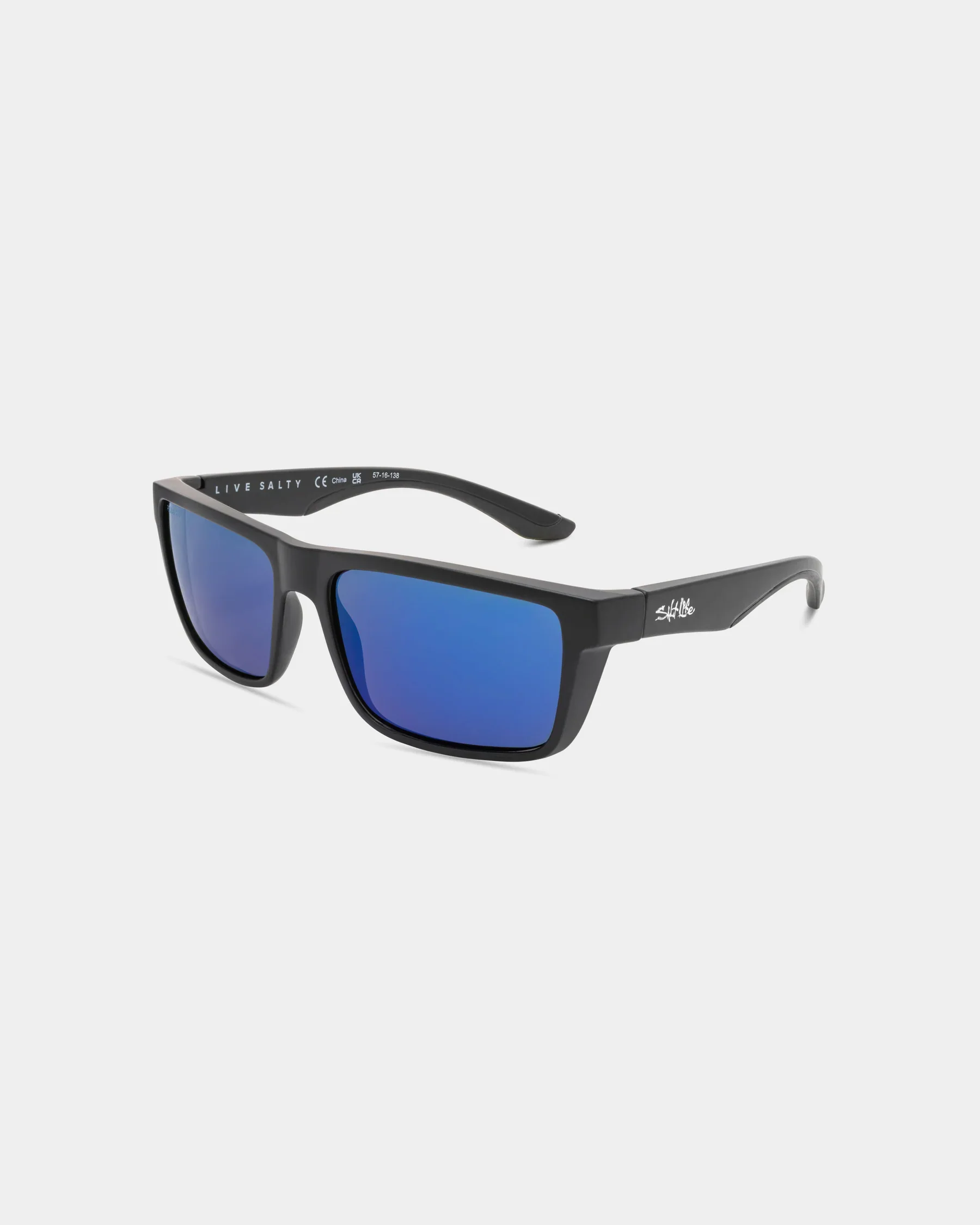 Optimized Salt Life Sunglasses Satin Black Frame Smoke w Blue Mirror TAC Polarized Lens SL-002-010168 Exclusive