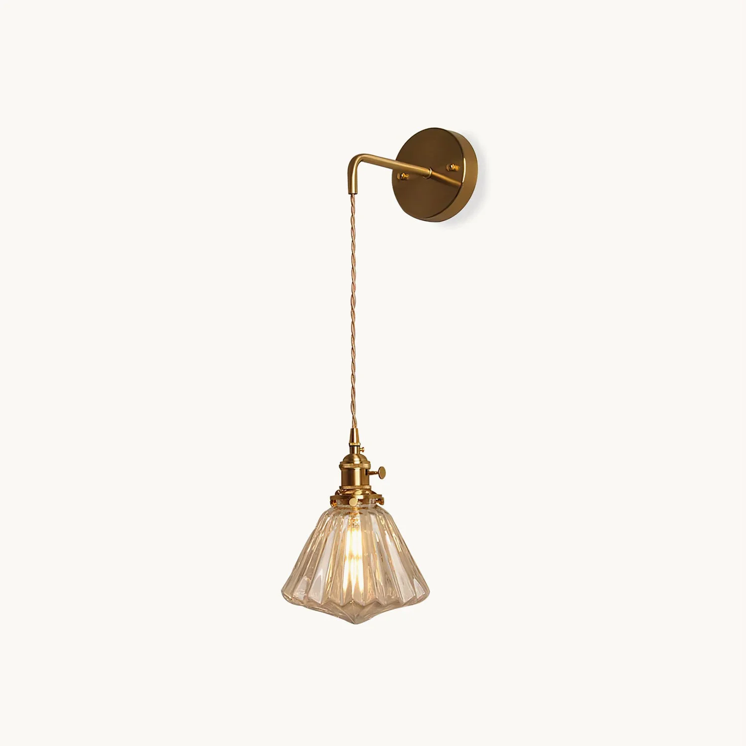 Detailed Retro Glass Flower Wall Light Solid