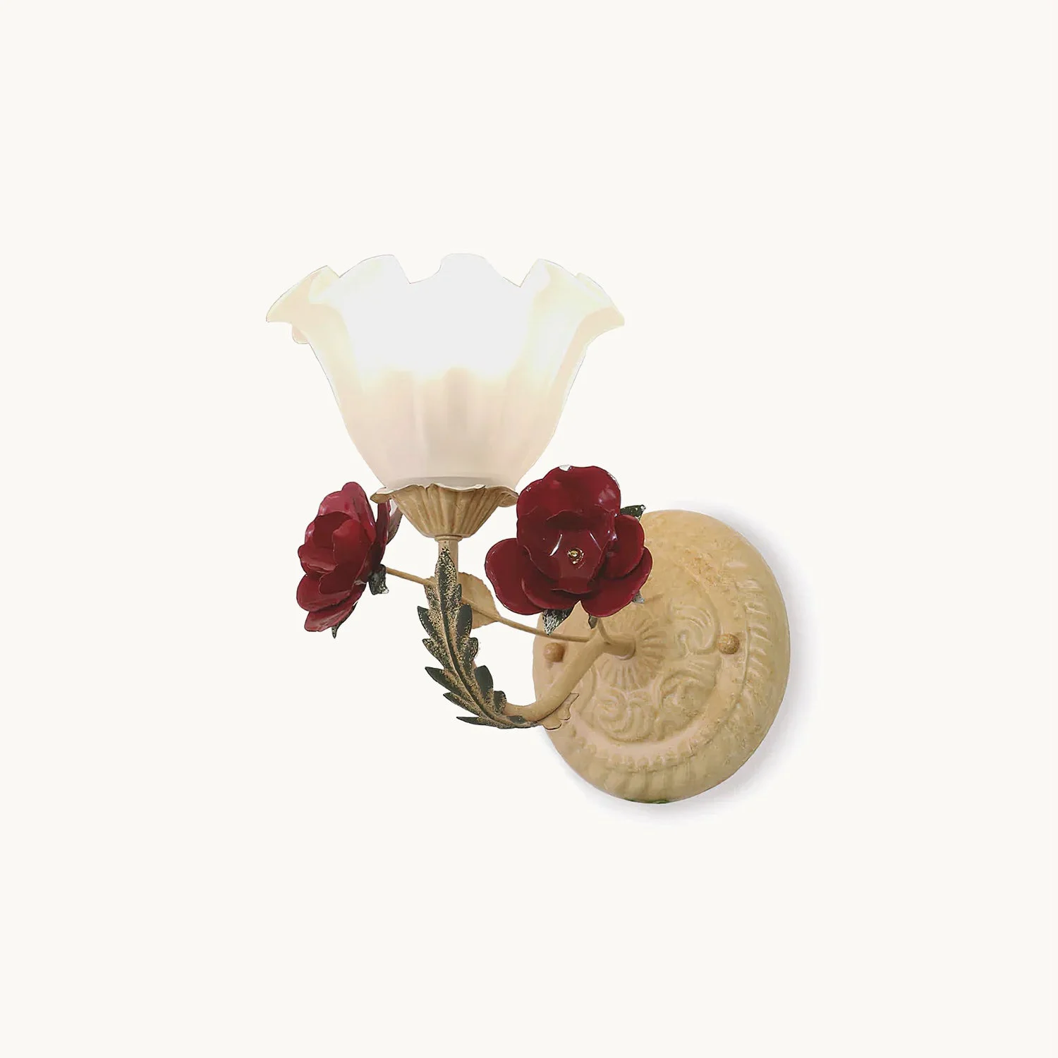 Expertly Made Vintage Rose Glass Wall Lamp Fine Crafted