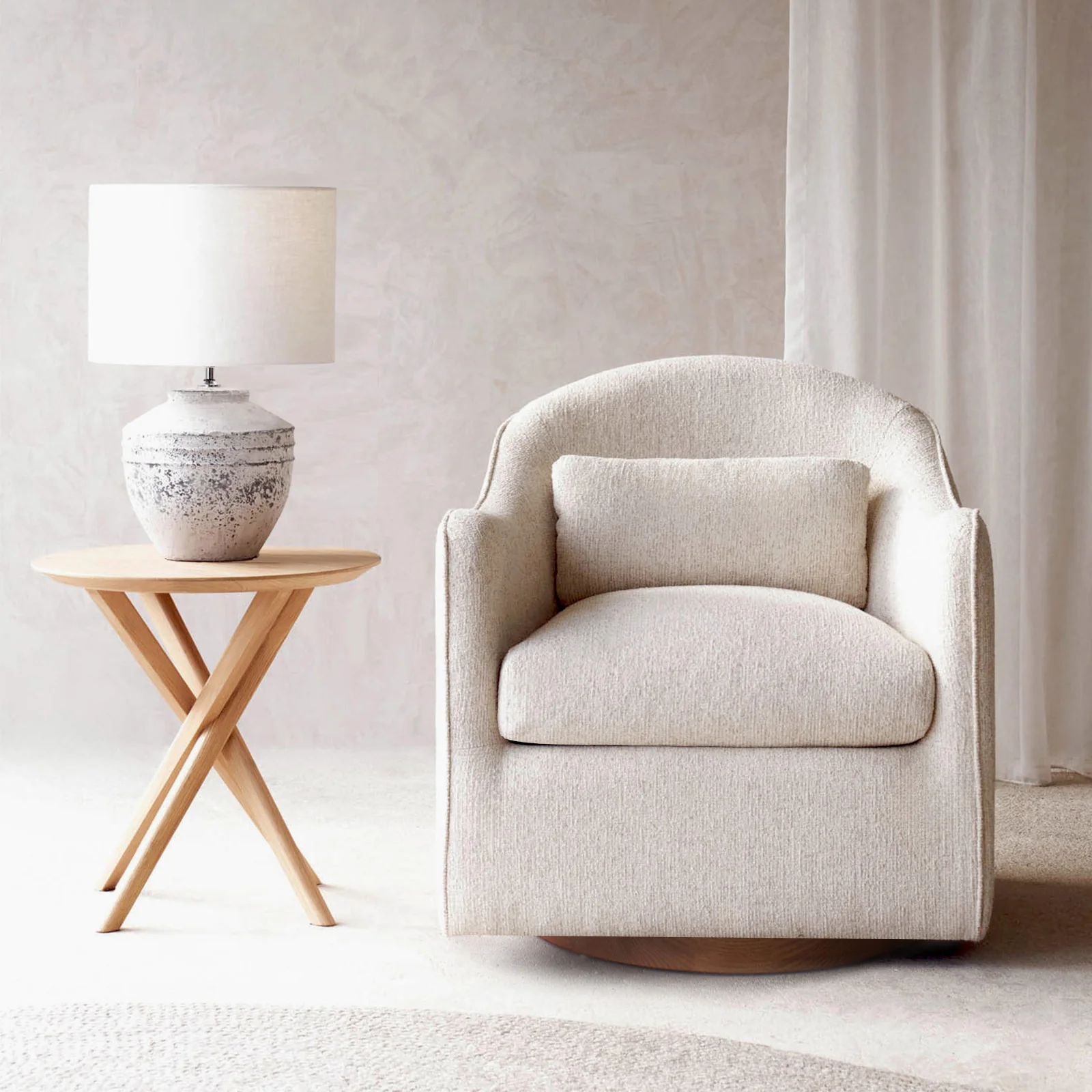 Classic Millie Swivel Armchair Alabaster Sophisticated