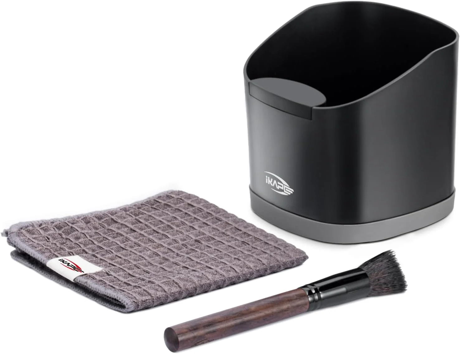 Green Ikape Espresso Kit 3 IN 1 Espresso Knock Box Cleaning Towel Brush for Barista-Grade Maintenance – Black Espresso Machine Coffee Puck Disposal Box Convenient