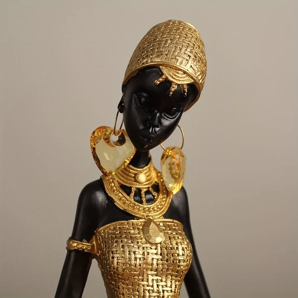 Superior Elegant African Lady Resin Statue Exclusive