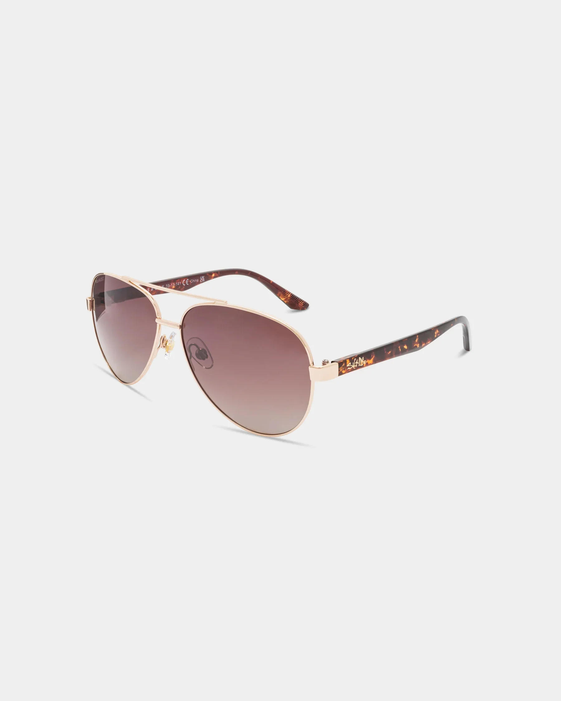 World-Class Salt Life Sunglasses Shiny Gold Frame Brown Gradient w Silver Flash Mirror TAC Polarized Lens SL-009-949428 Trendy
