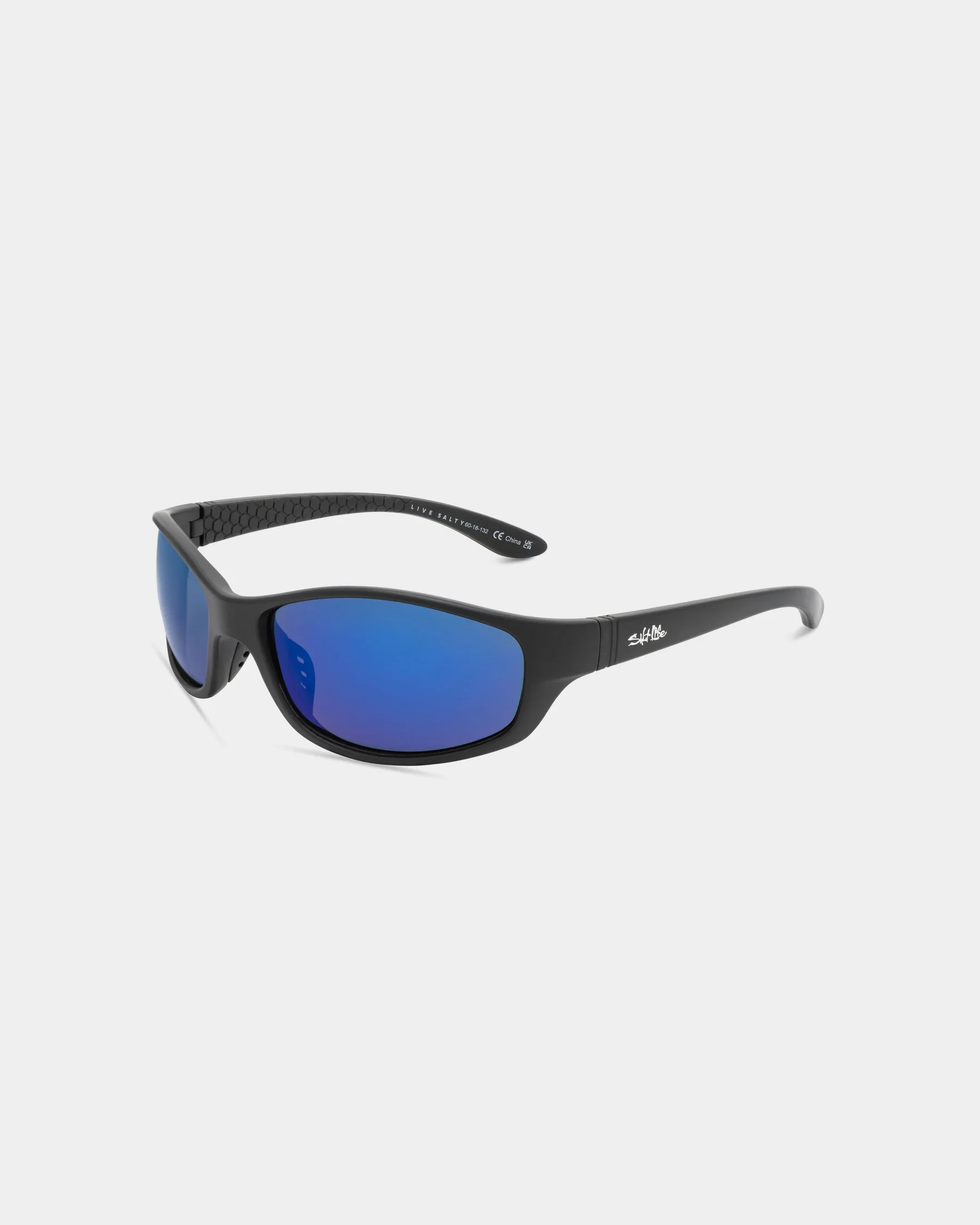 Selected Salt Life Sunglasses Satin Black Frame Smoke w Blue Mirror TAC Polarized Lens SL-015-010168 Green