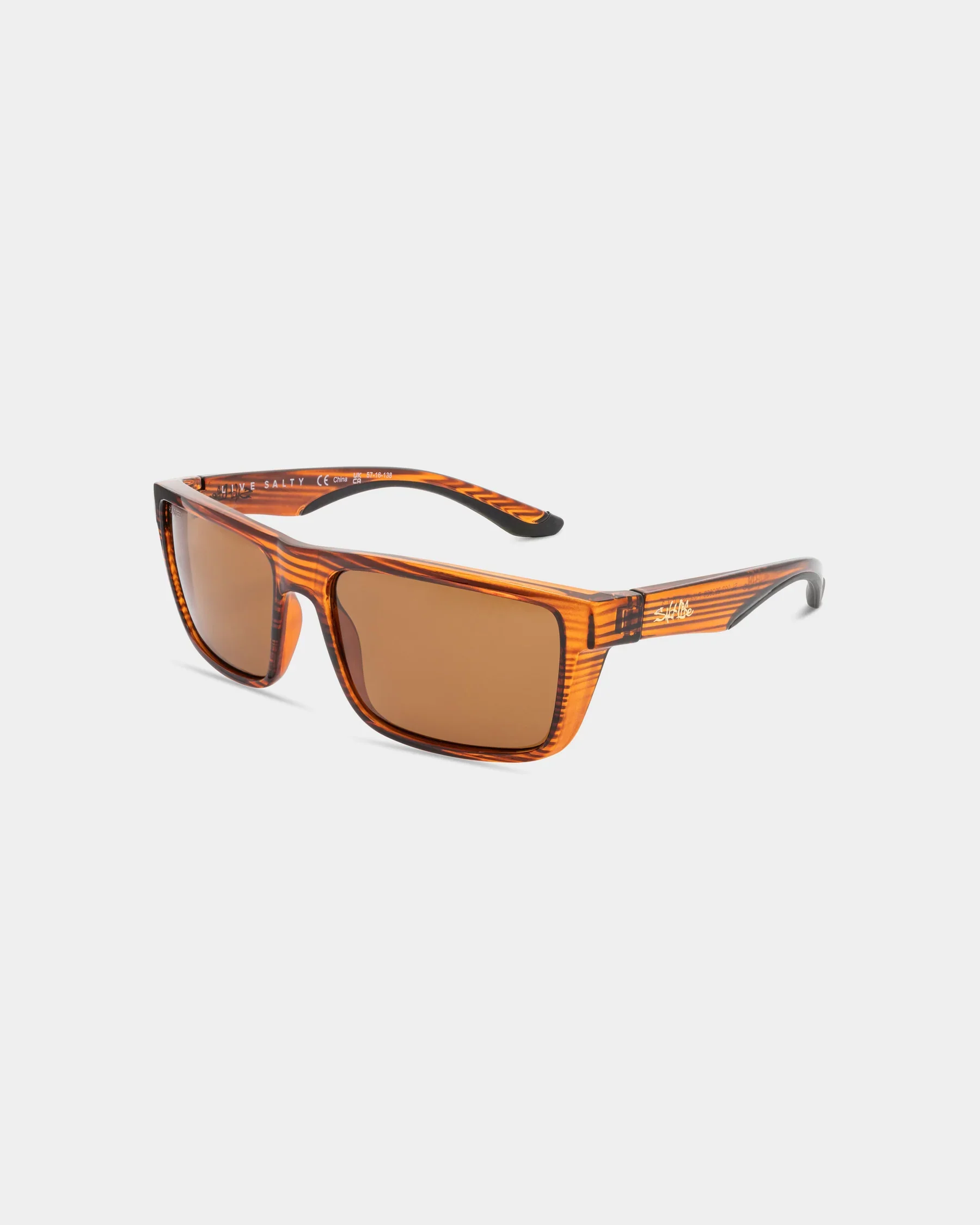 Pure Salt Life Sunglasses Shiny Brown Wood Grain Frame Brown TAC Polarized Lens SL-002-292928 Minimalist