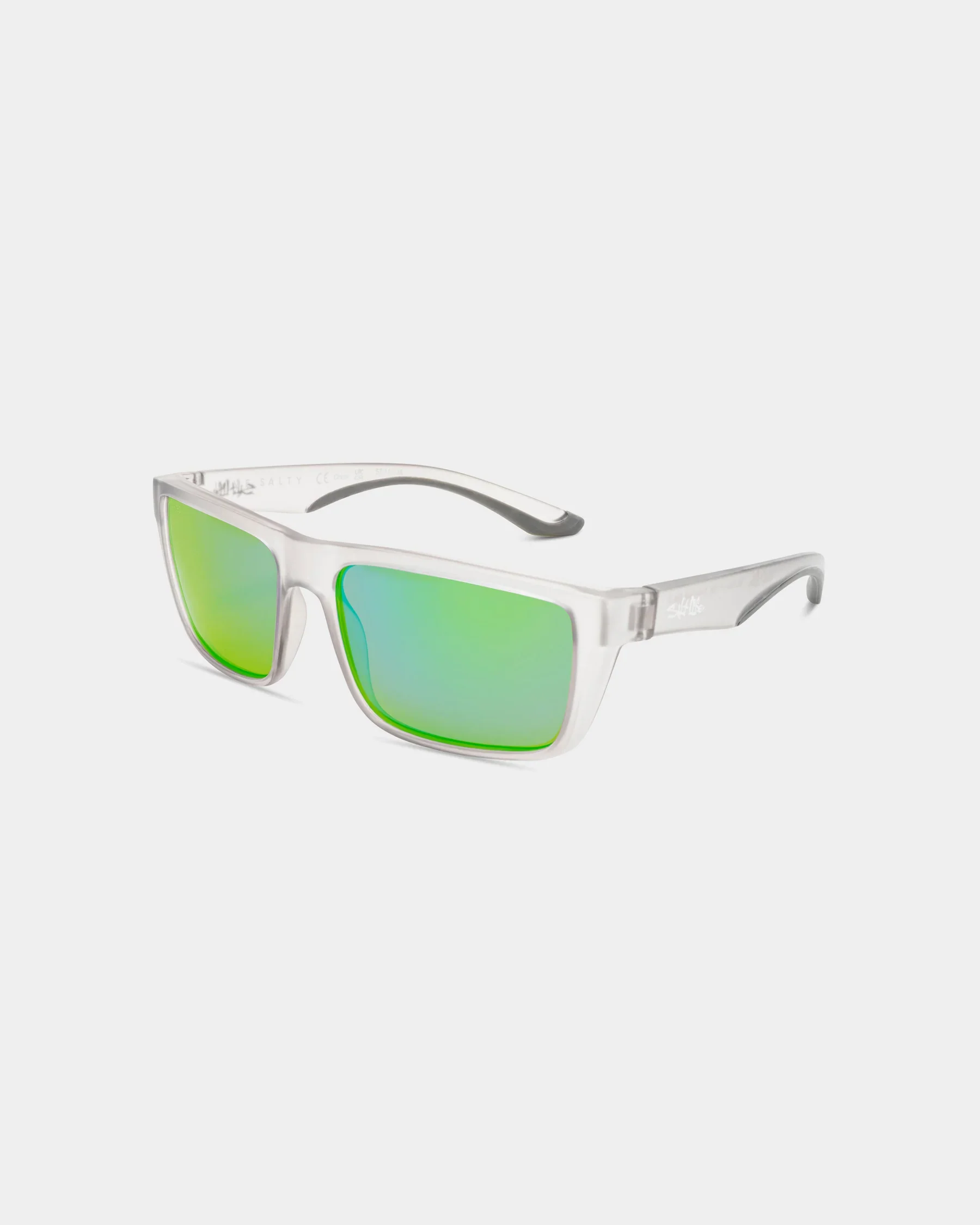Original Salt Life Sunglasses Satin Crystal Grey Frame Brown w Green Mirror TAC Polarized Lens SL-002-171726 Excellent