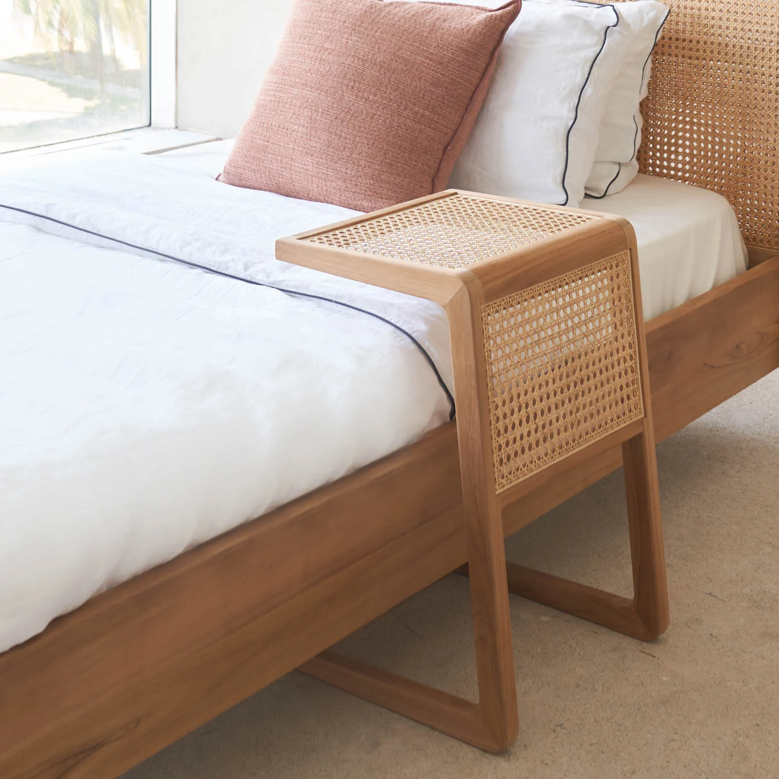 Artisan Rattan Side Table Teak 40cm Clean