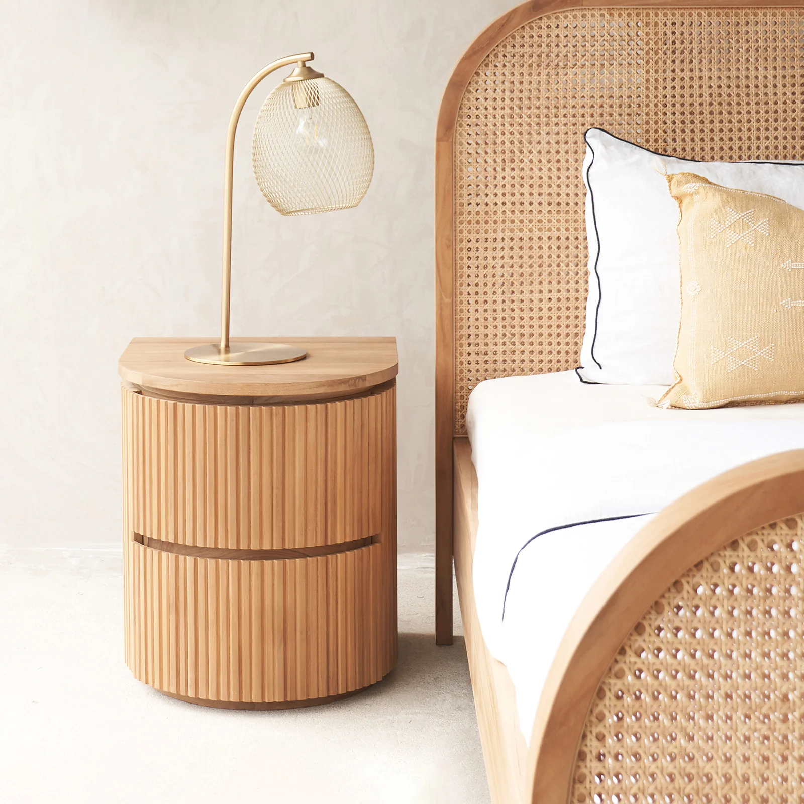 Innovative Moher Bedside Table Teak 51cm Smooth