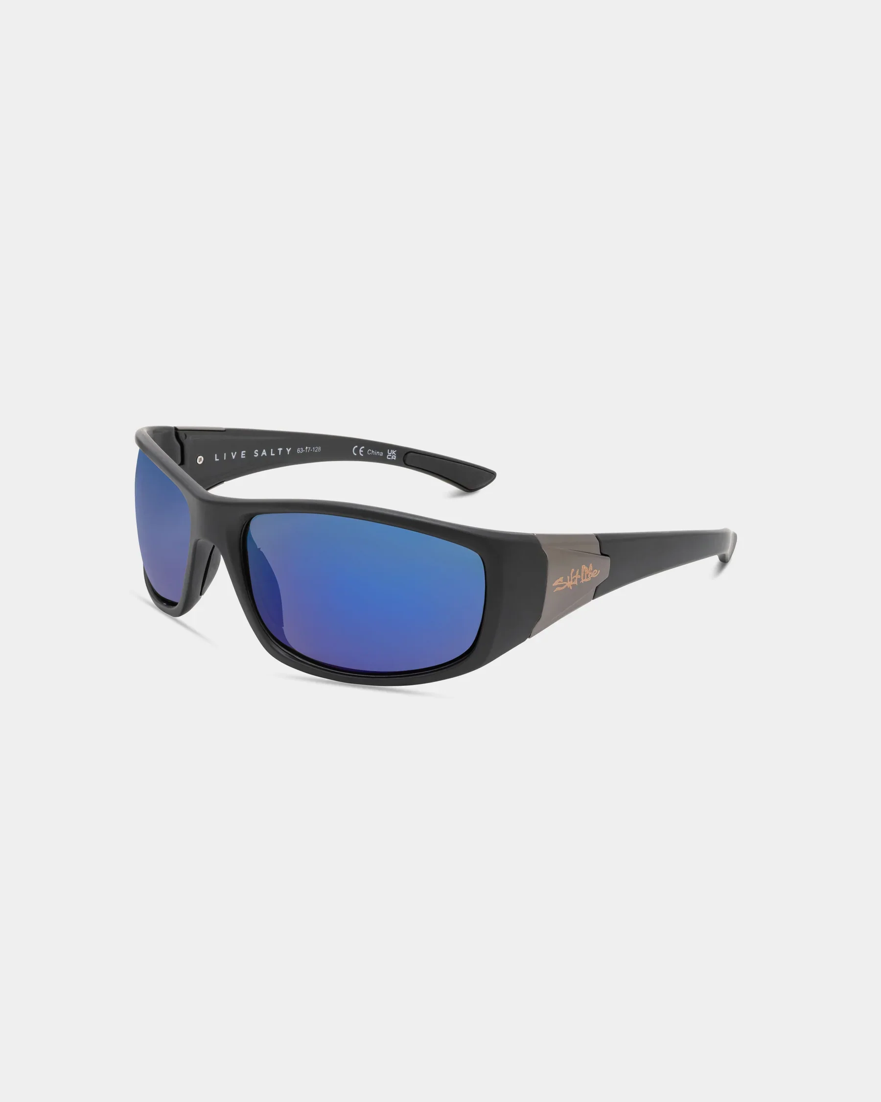 Natural Salt Life Sunglasses Satin Black Frame Smoke w Blue Mirror TAC Polarized Lens SL-020-019168 Innovative