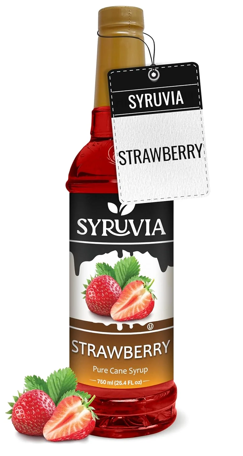 Carefully Designed Syruvia Strawberry Syrup 25.4 fl oz – Sweet Strawberry Bliss in a Bottle – Kosher Gluten- Artisan
