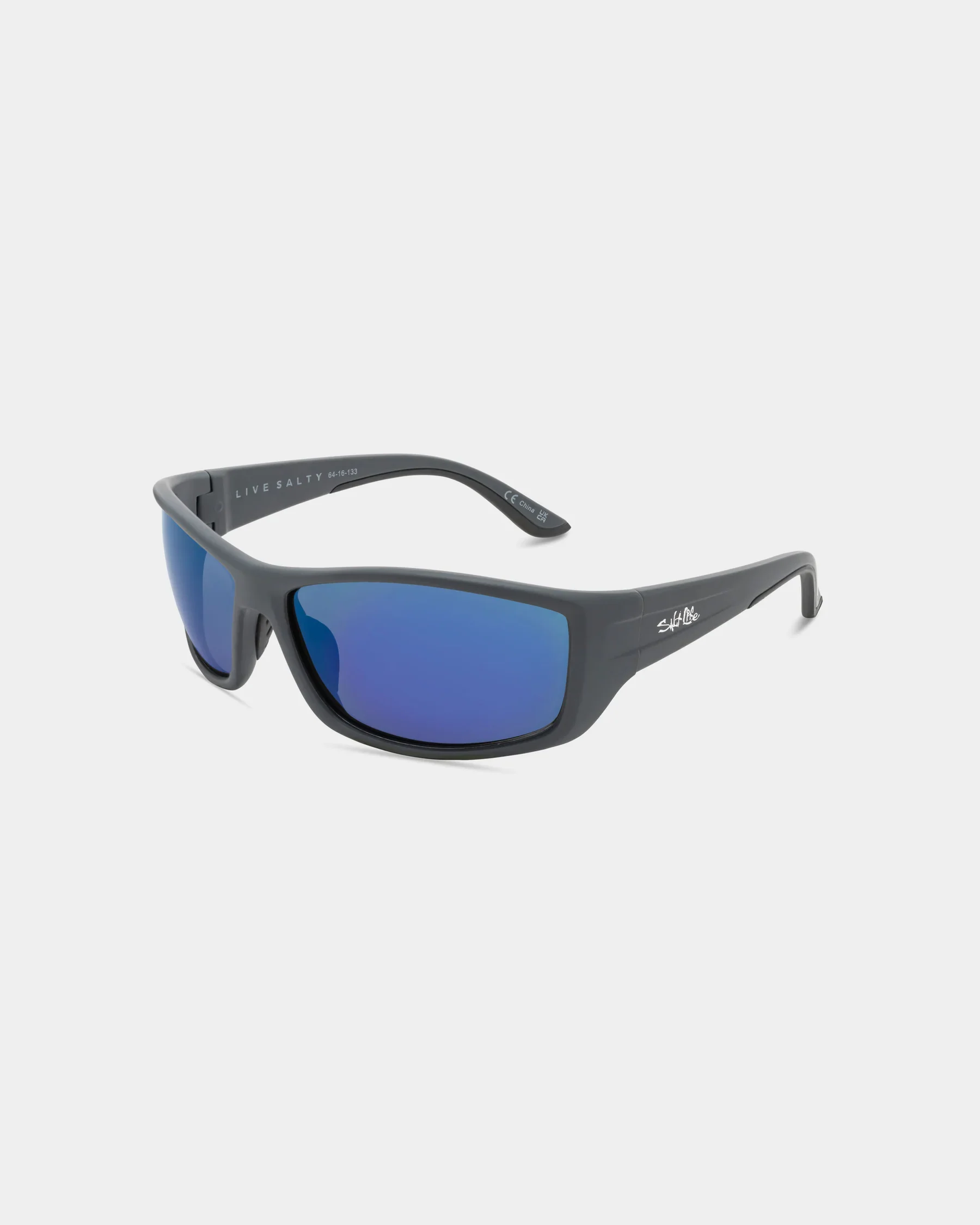 Flexible Salt Life Sunglasses Satin Grey Frame Smoke w Blue Mirror TAC Polarized Lens SL-018-090168 Lightweight