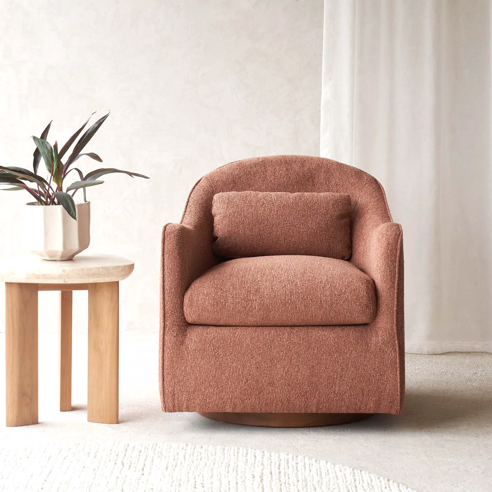 Expertly Made Millie Swivel Armchair Clay Authentic