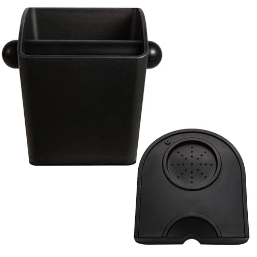 Fine Knock Box Square High Sidewall Design Espresso Knock Box Tamping Mat Espresso Machine Accessories Set of 2 with Removable Knock Bar and Anti 2 Count Minimalist
