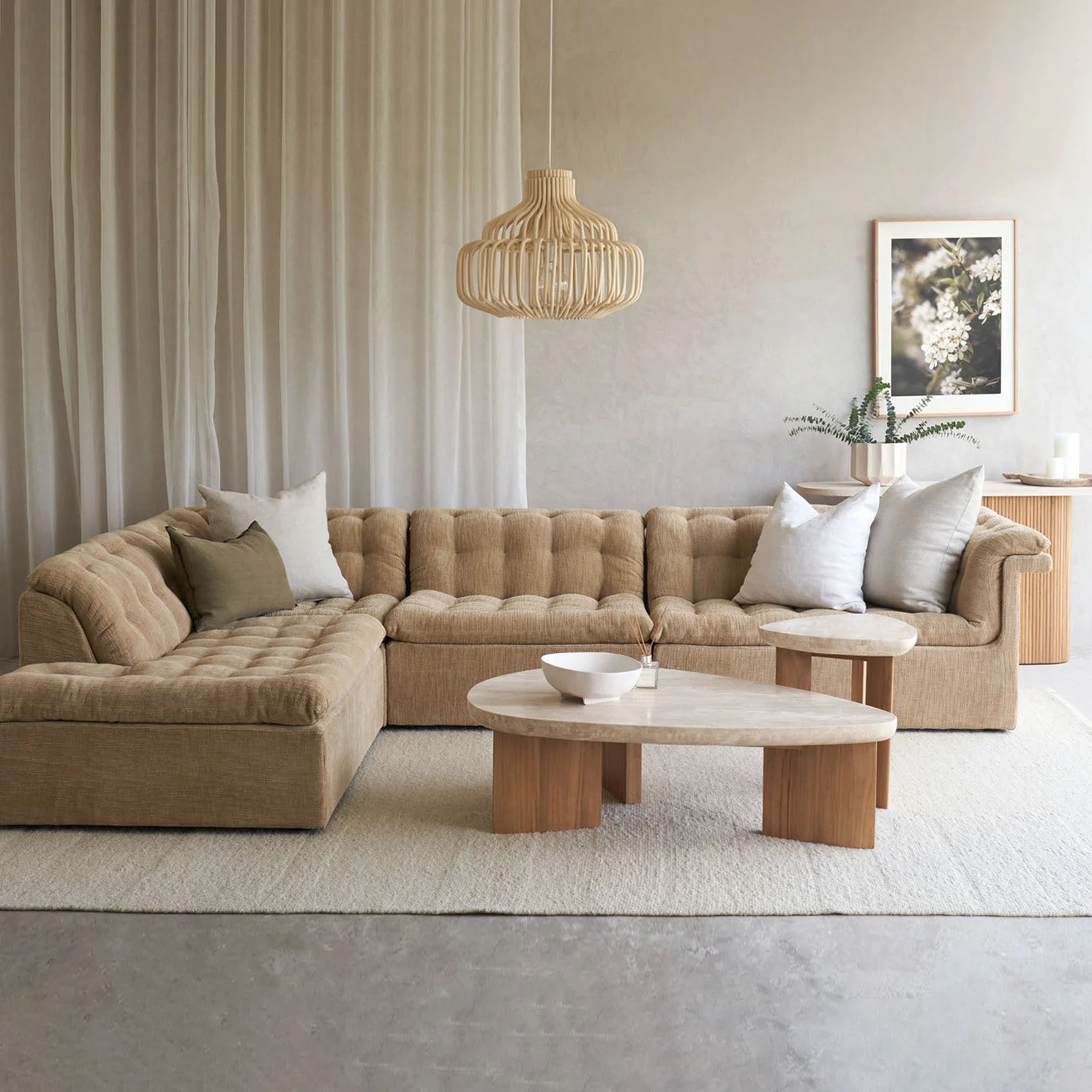 Original Furrow Full Modular Sofa Toffee 318cm Optimized