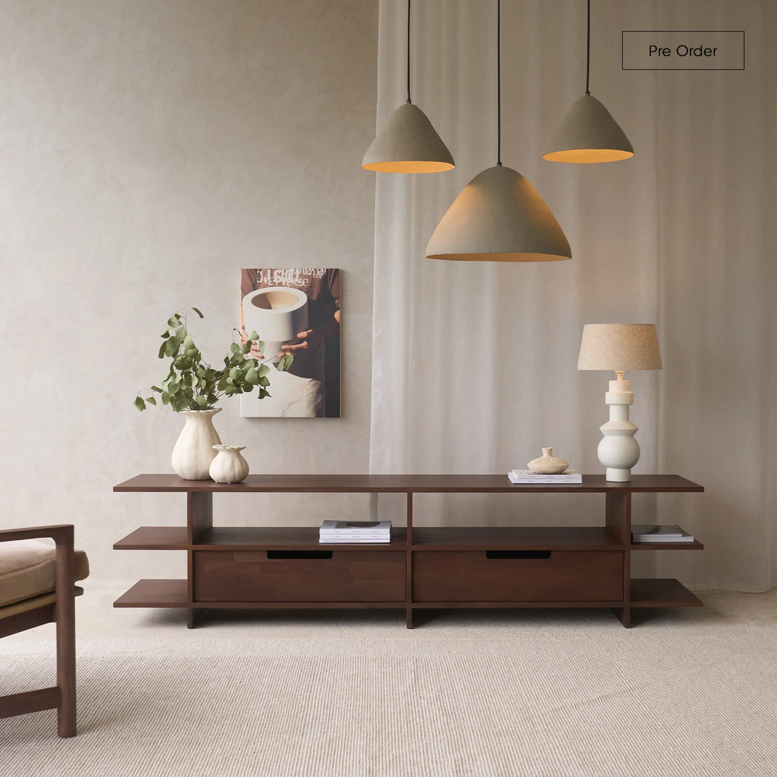 Soft Kabuki TV Console Teak – Brown 200cm Classic