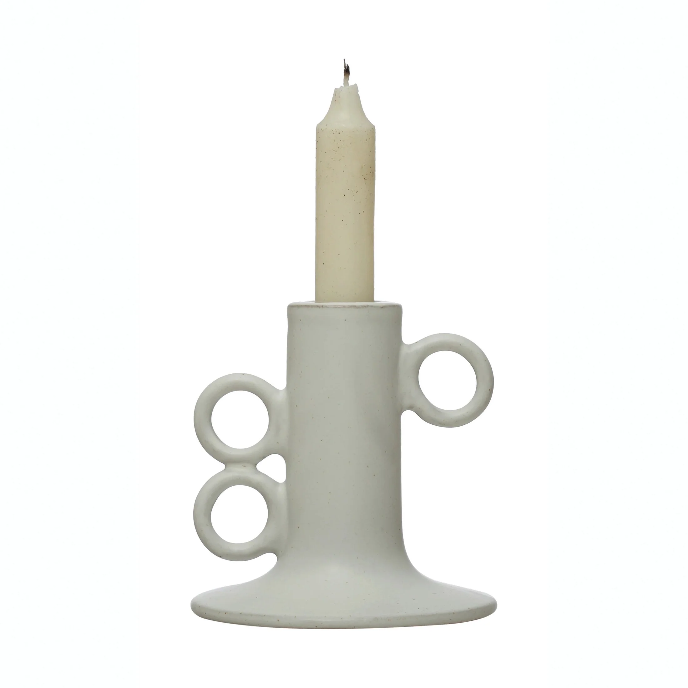 Exceptional Stoneware Taper Holder Sophisticated