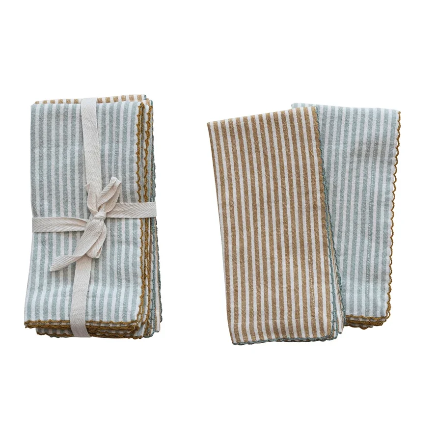 Lightweight Cotton Napkins w Stripes 2 Colors Set of 4 Next-Generation