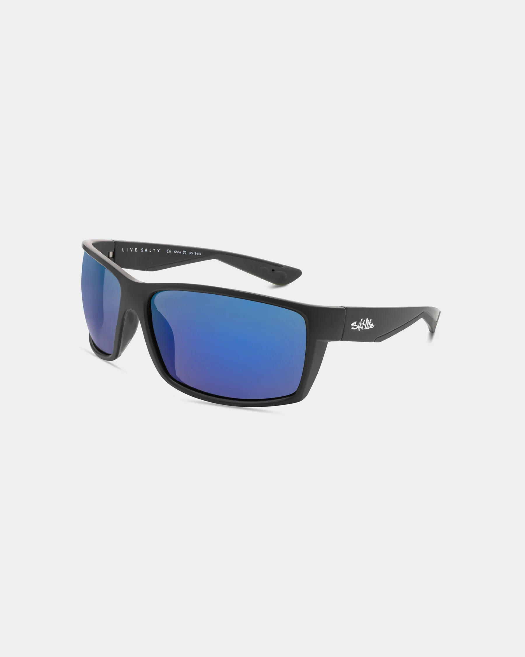 World-Class Salt Life Sunglasses Satin Black Frame Smoke w Blue Mirror TAC Polarized Lens SL-021-010168 Trendy
