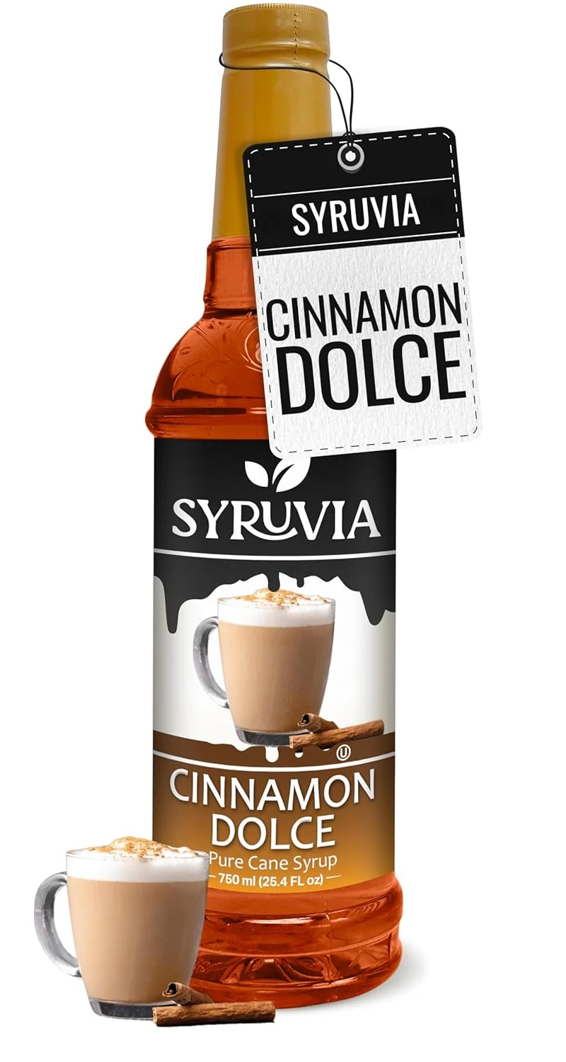 Modern Syruvia Cinnamon Dolce Coffee Syrup – 25.4 fl oz. Kosher and Gluten-. for Enhancing Drinks Sodas Shakes Desserts and More. Flexible