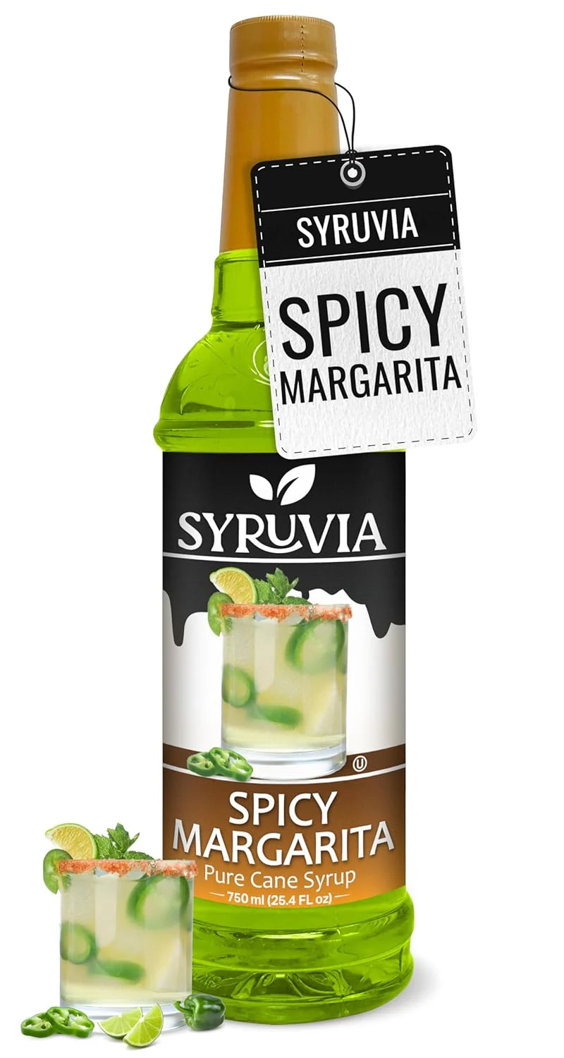 Advanced Syruvia Spicy Margarita Mix Syrup For Drinks 25.4 Oz. – Kosher Gluten No Coloring for Drinks Soda Shakes Desserts and More. Premium Material