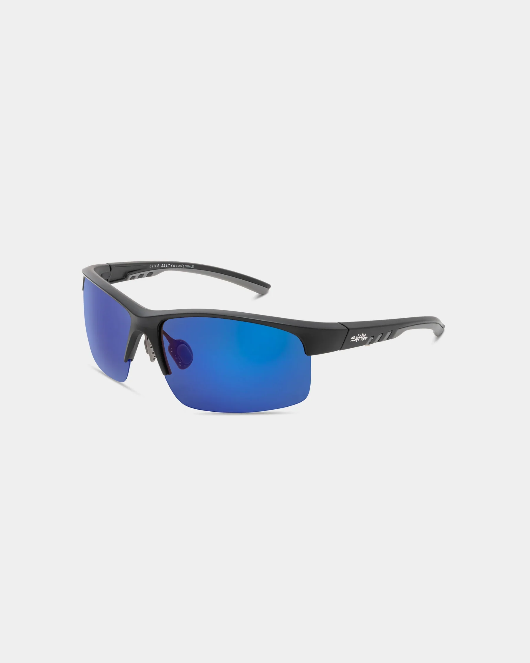 Solid Salt Life Sunglasses Satin Black Frame Smoke w Blue Mirror TAC Polarized Lens SL-026-010968 High-Grade