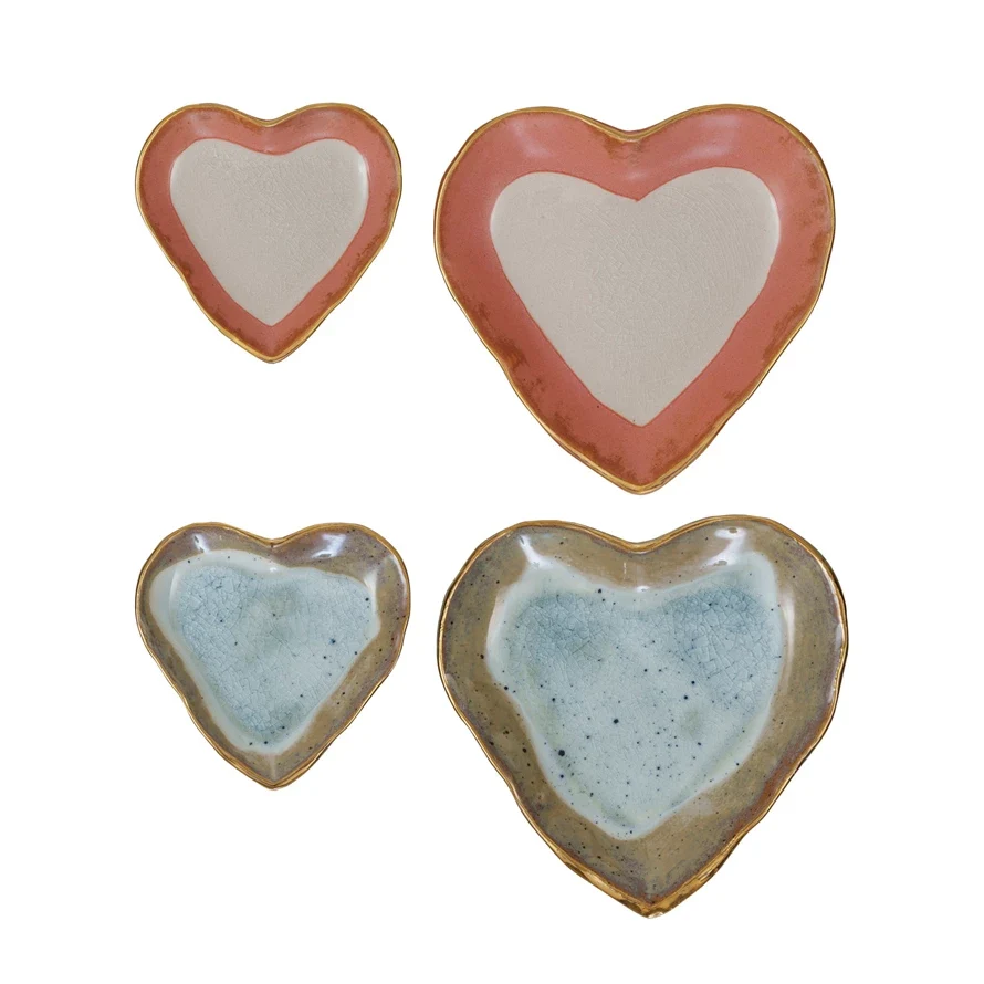 Elite Stoneware Heart Dish w Gold Edge – Set of 2 Trusted