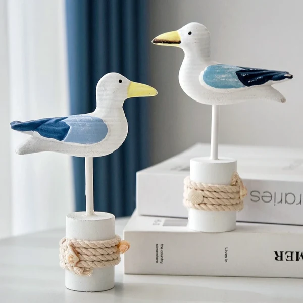 High-Quality Hand-Carved Wooden Seagull Figurine Elite