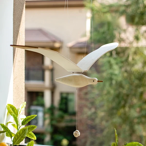 Quality Handcrafted Wooden Flying Bird Mobile Detailed