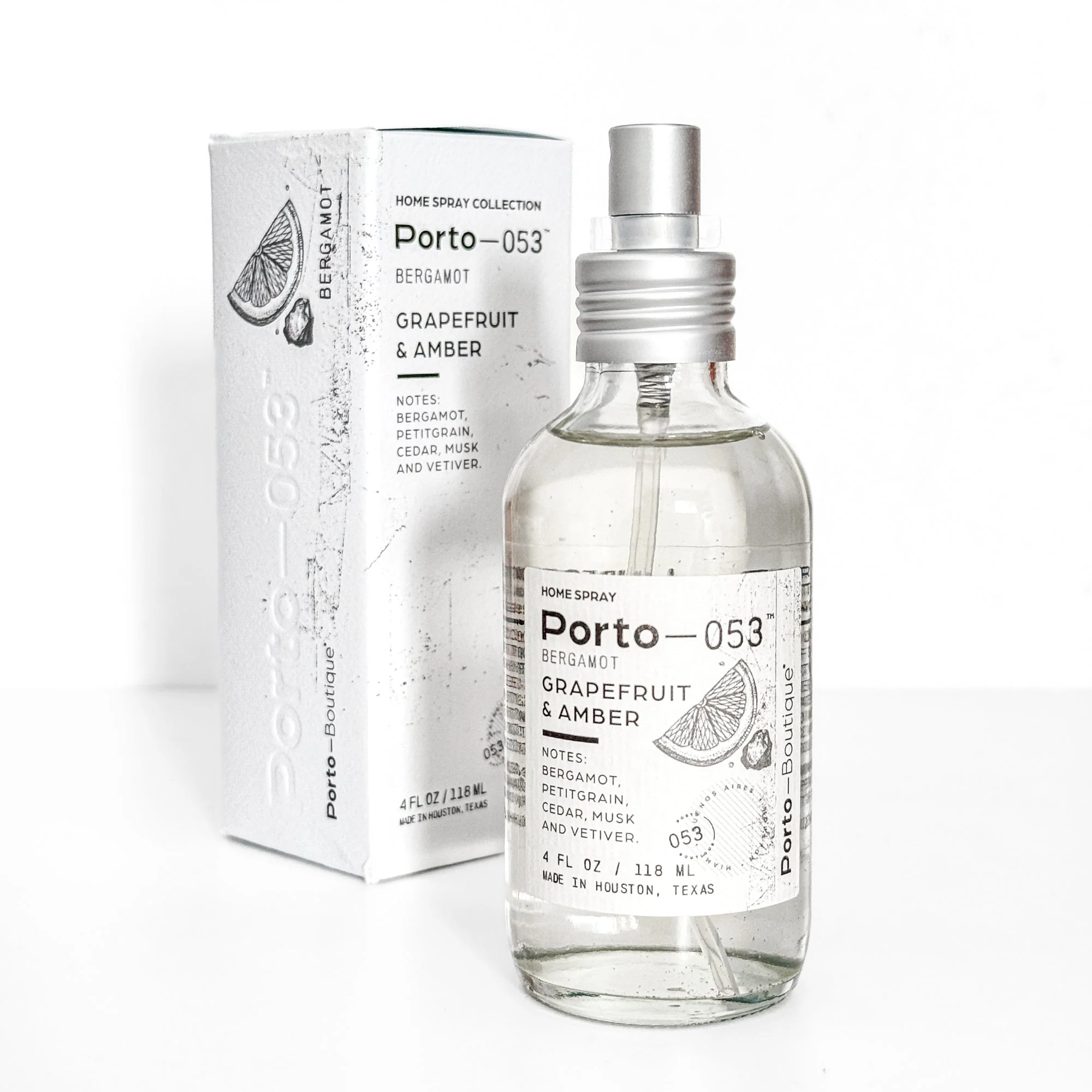 Carefully Designed Porto-053 Room Spray – Linen Fabric Freshener – High Fragrance Concentration – Vegan Handmade in USA – 4 oz Clear Glass Bottle with decorative box Exclusive