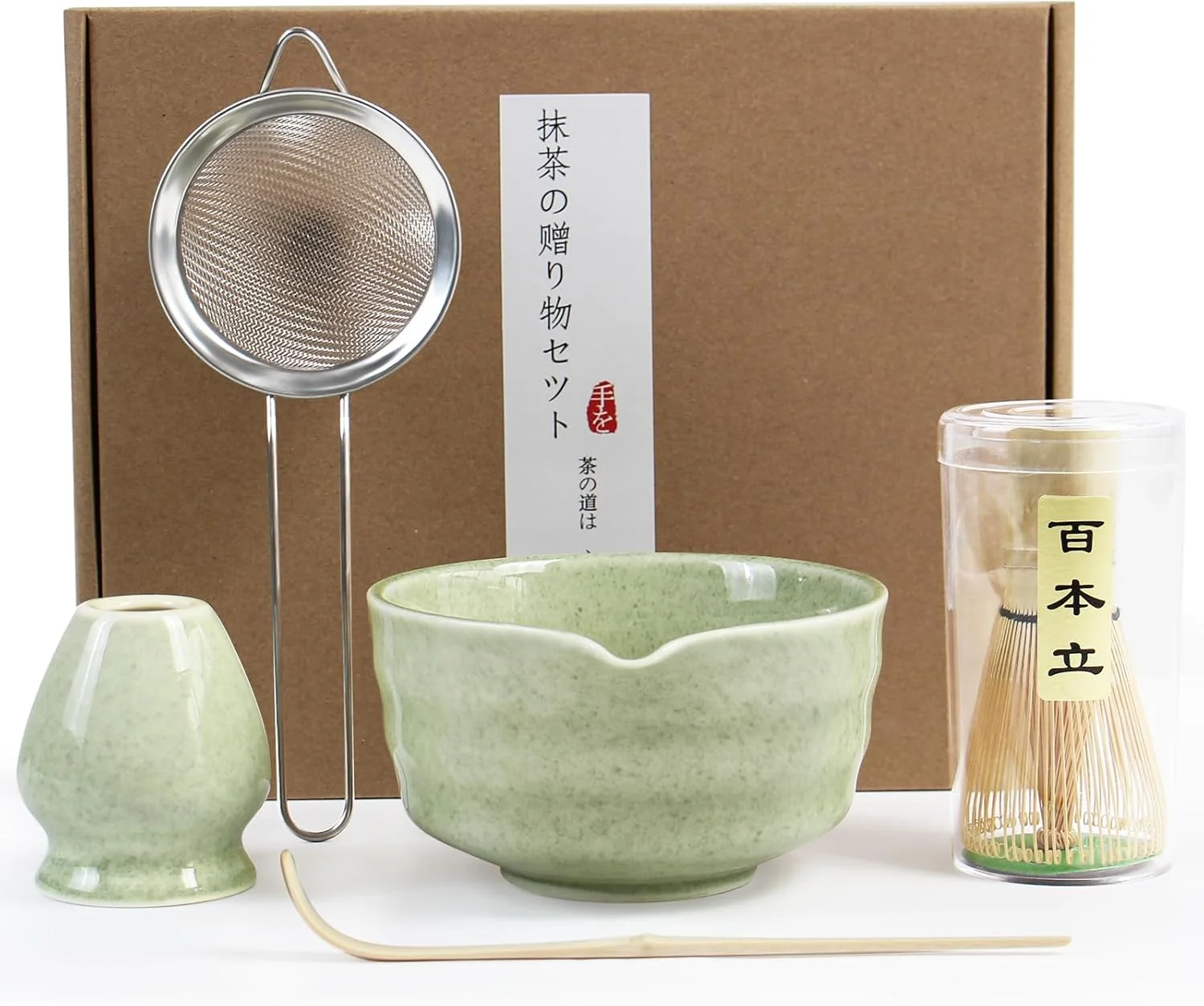 Powerful Matcha Whisk Set – Premium Complete Ceremonial Grade Matcha Set with Bamboo Whisk Matcha Bowl with Spout Scoop Sifter Holder Optimized