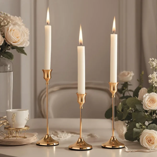 Fine European-Style Minimalist Metal Candlestick Holders Crafted