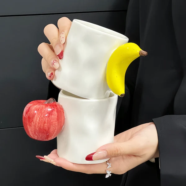 Long-Lasting Creative Fruit Handle Ceramic Mug Crafted