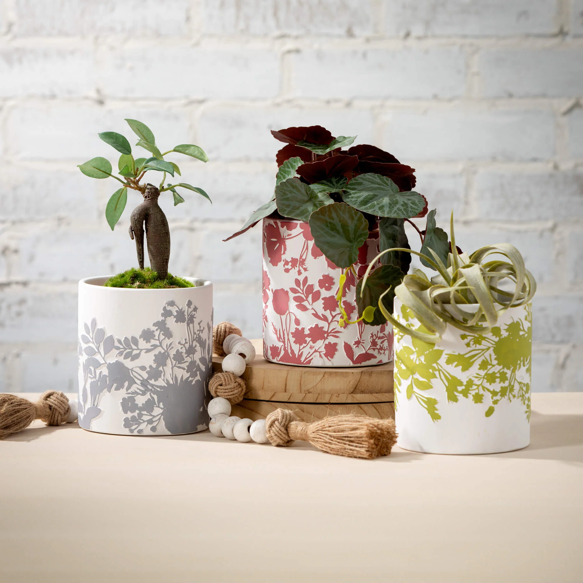 Casual Textured Flower Print Planters Long-Lasting