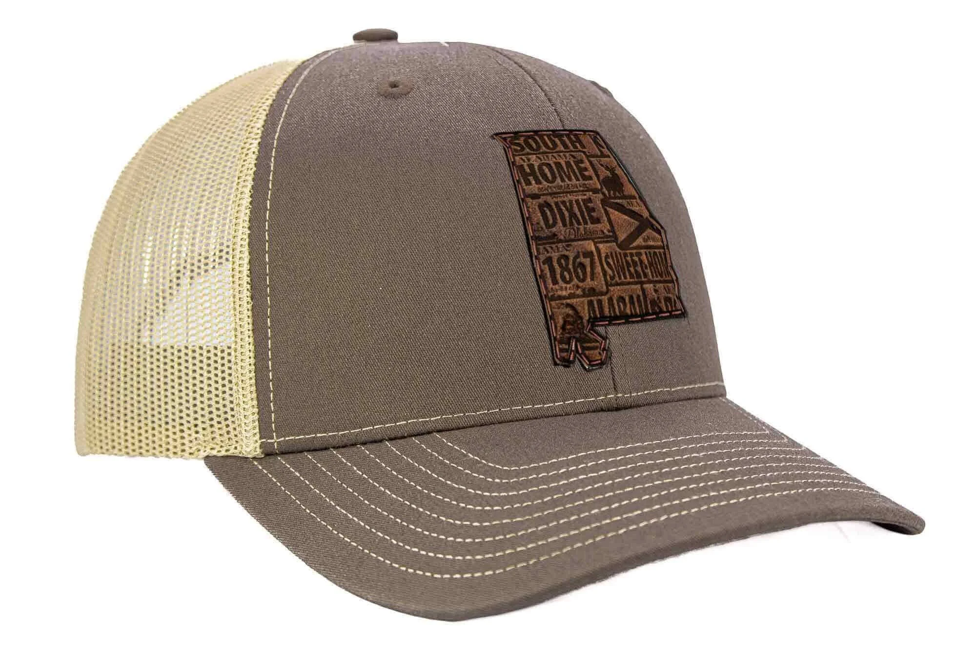 Safe Alabama Map Leather Patch Trucker Hat. Fashionable