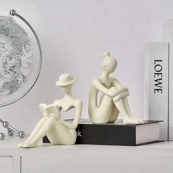 Effective Abstract Reading Woman Bookshelf Statue Verified