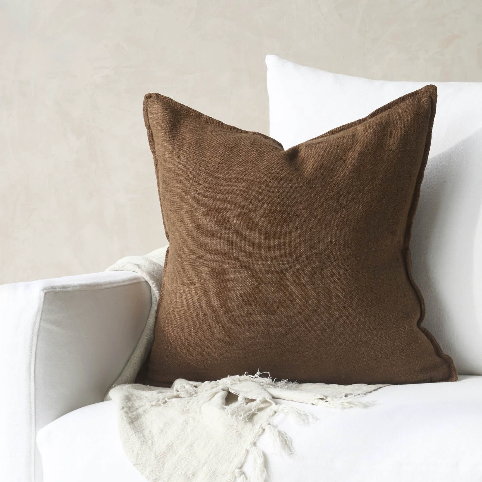 Classic Flaxmill Cushion Pecan 50 x 50cm Superior