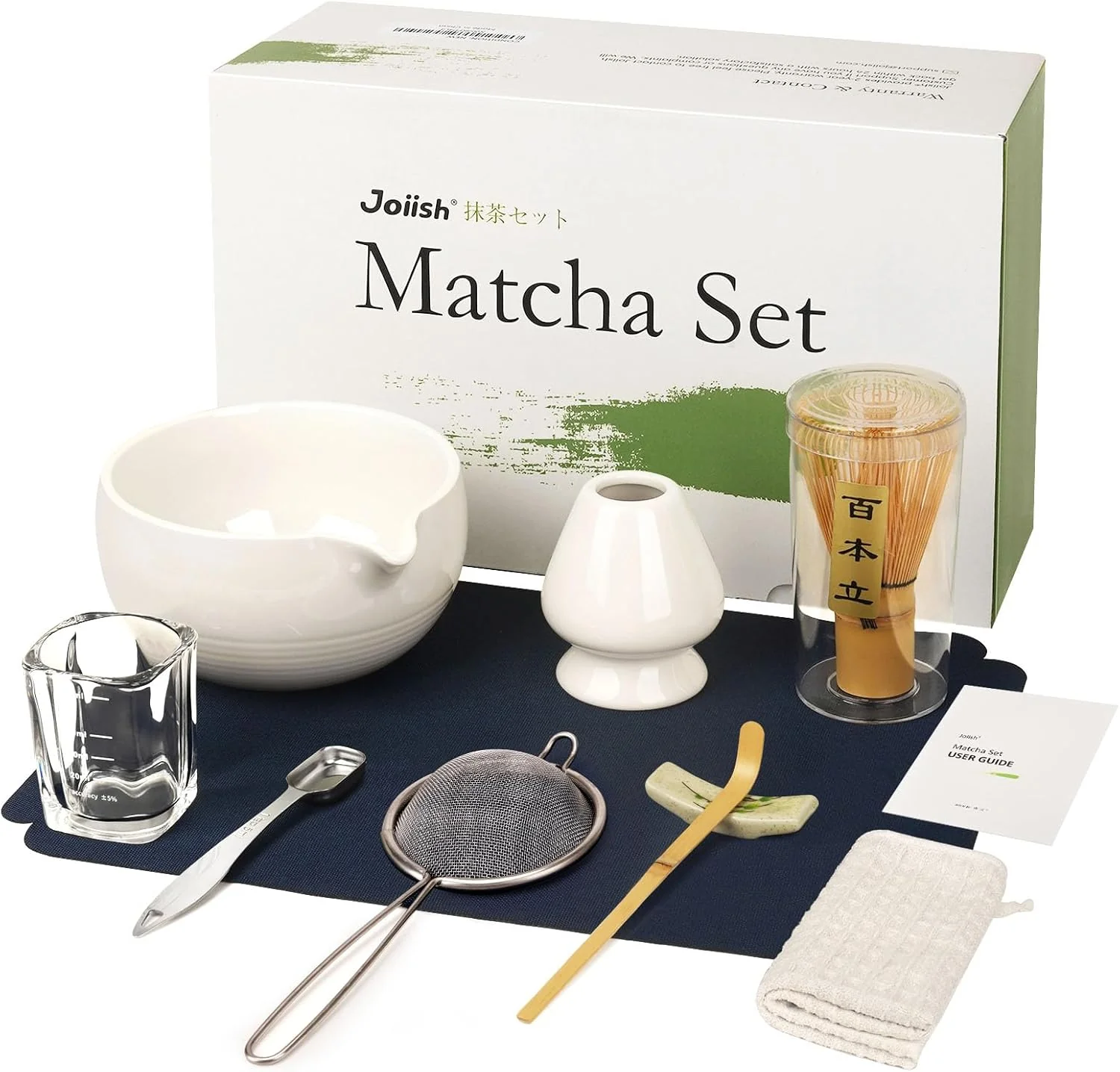 Optimized Matcha Tea Kit 10-Pcs Set Whisk and Bowl with Spout Measuring Spoon Japanese Tea Making Tools White Outstanding